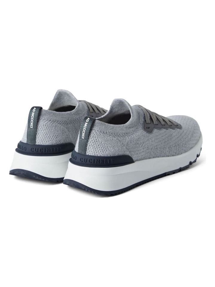 RUNNERS IN COTTON KNIT AND SEMI-GLOSSY CALF LEATHER