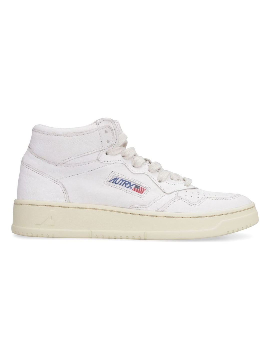 WHITE LEATHER HIGH-TOP SNEAKERS