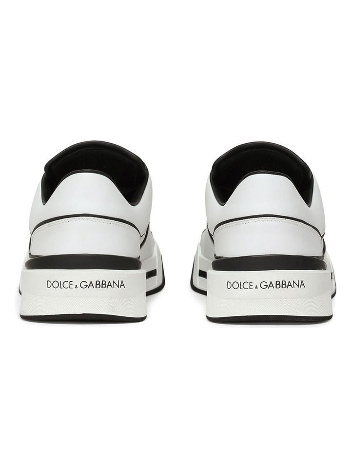 NEW ROMA WHITE/BLACK LEATHER LOW SNEAKER