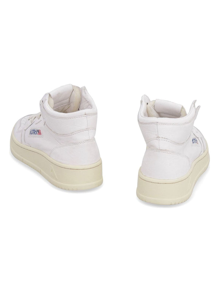 WHITE LEATHER HIGH-TOP SNEAKERS