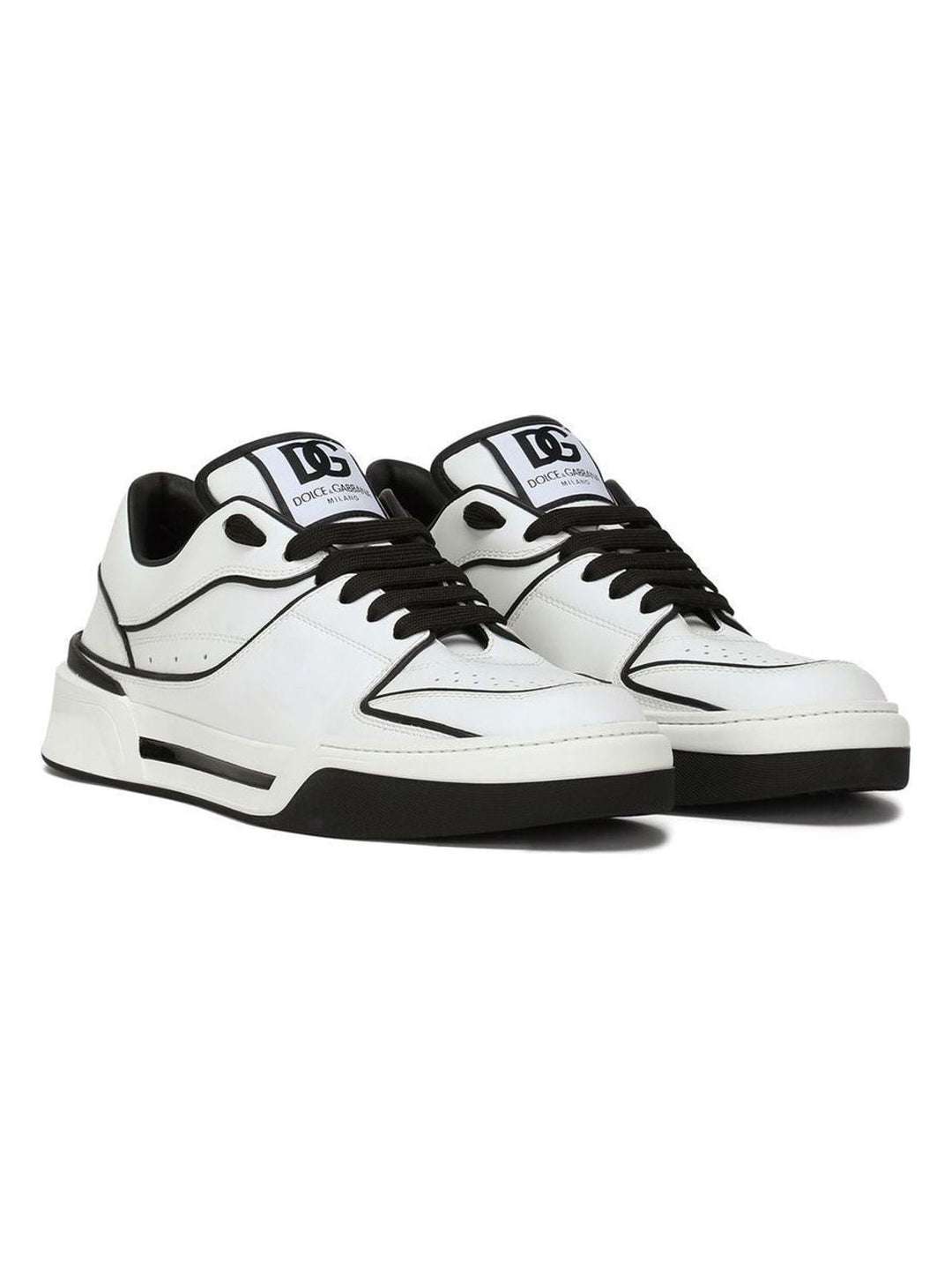 NEW ROMA WHITE/BLACK LEATHER LOW SNEAKER