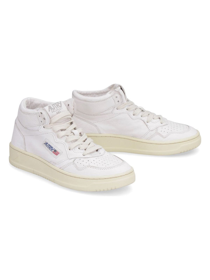 WHITE LEATHER HIGH-TOP SNEAKERS
