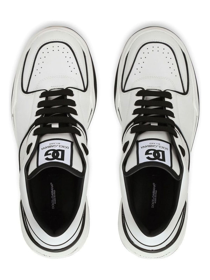NEW ROMA WHITE/BLACK LEATHER LOW SNEAKER