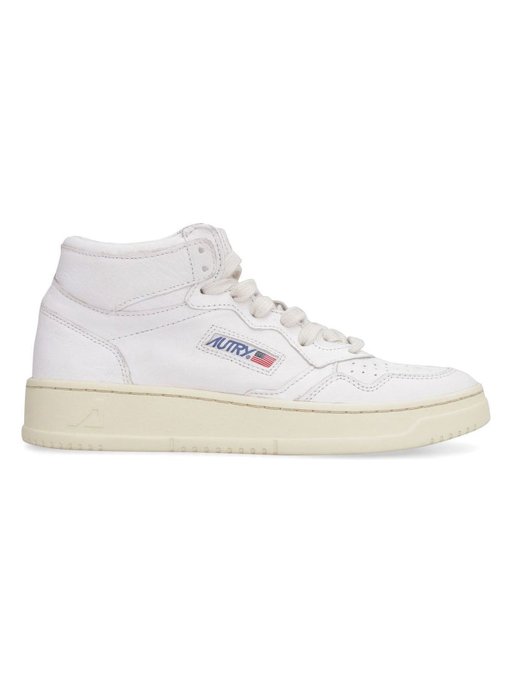 WHITE LEATHER HIGH-TOP SNEAKERS