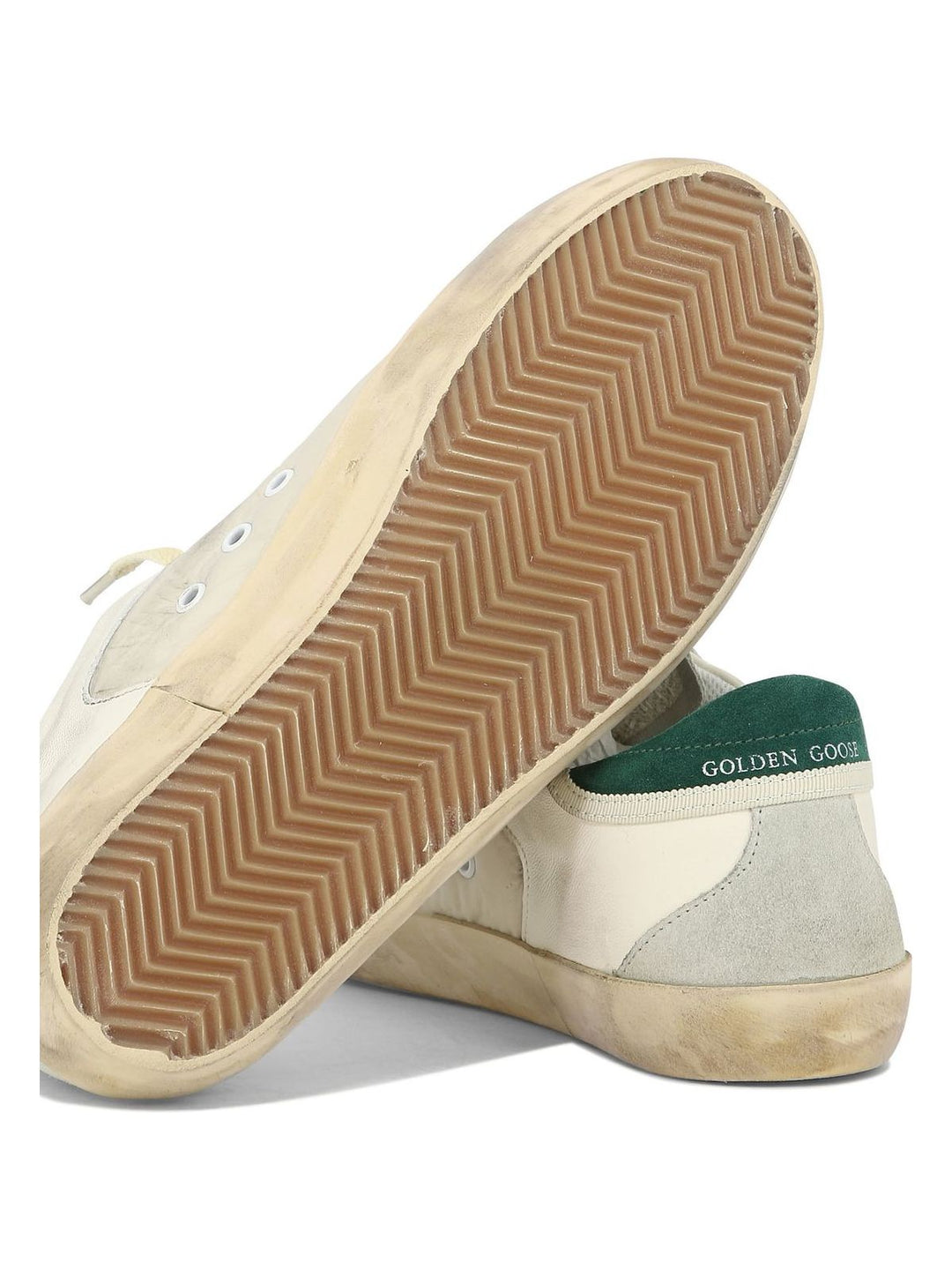 GOLDEN GOOSE SUPER-STAR DISTRESSED PANELLED SNEAKERS