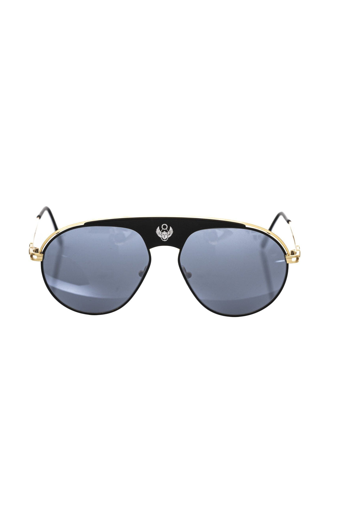 Frankie Morello Sleek Metallic Shield Sunglasses with Smoke Gray Men's Lens