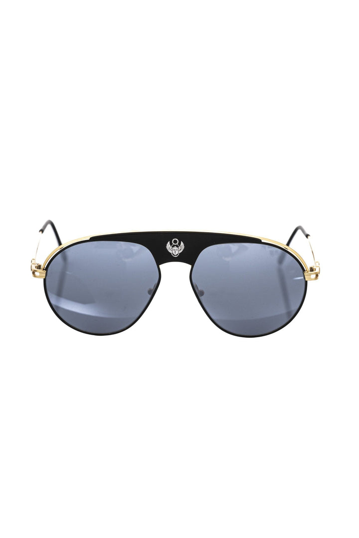 Frankie Morello Sleek Metallic Shield Sunglasses with Smoke Gray Men's Lens