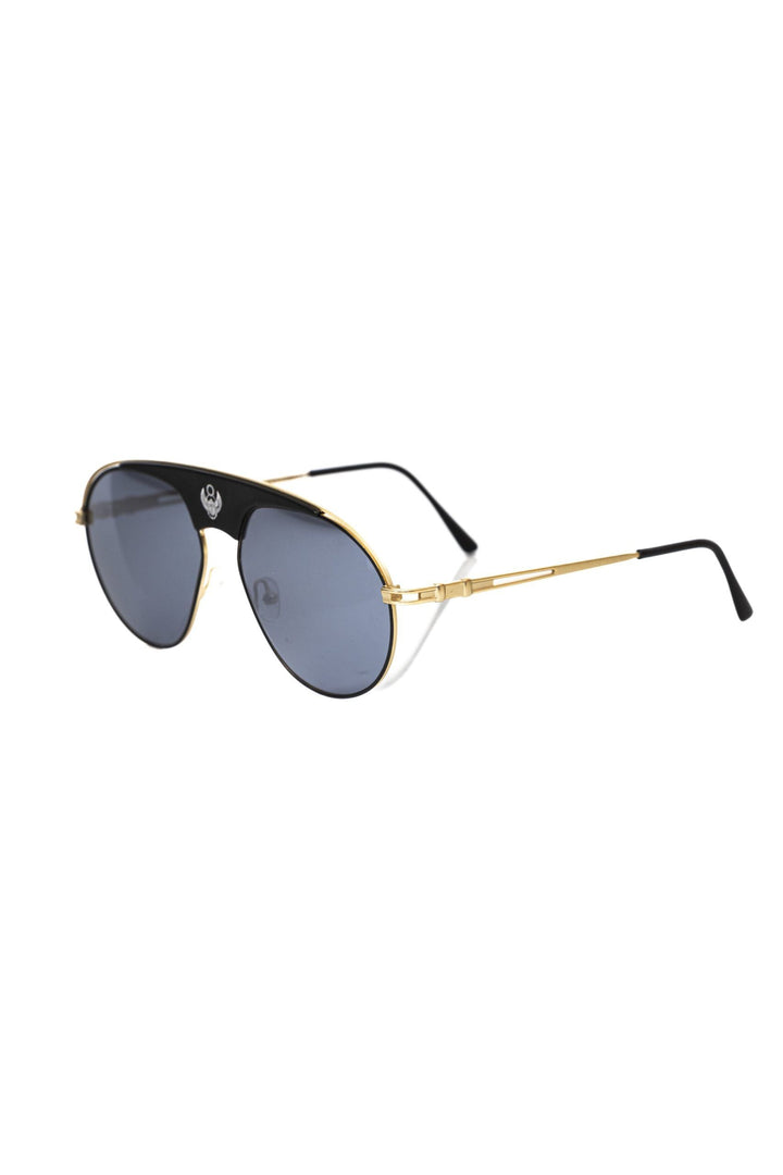 Frankie Morello Sleek Metallic Shield Sunglasses with Smoke Gray Men's Lens