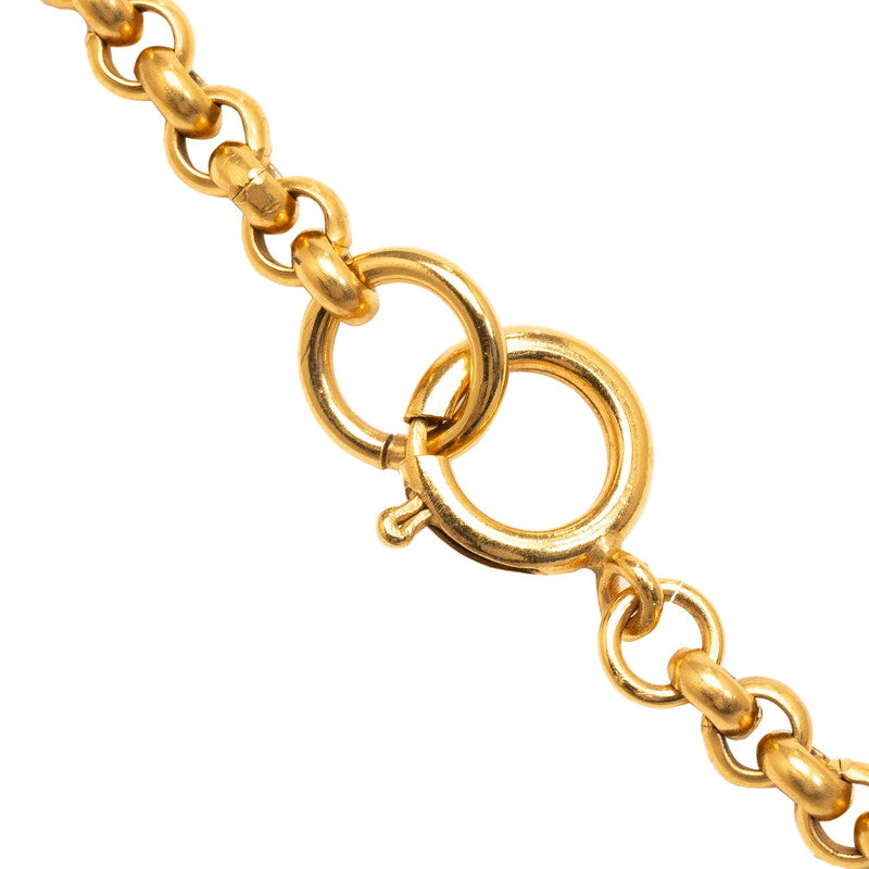 Top Quality Chanel Vintage Coco Mark Clover Necklace Gold Plated Women's