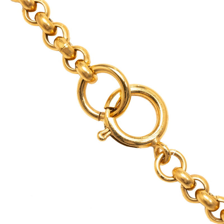 Top Quality Chanel Vintage Coco Mark Clover Necklace Gold Plated Women's