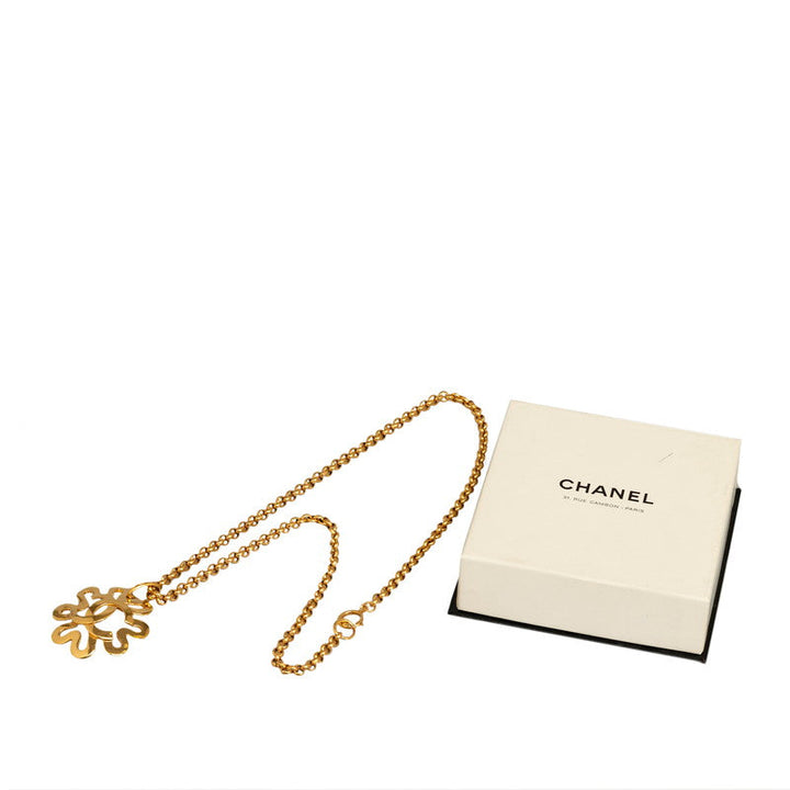 Top Quality Chanel Vintage Coco Mark Clover Necklace Gold Plated Women's