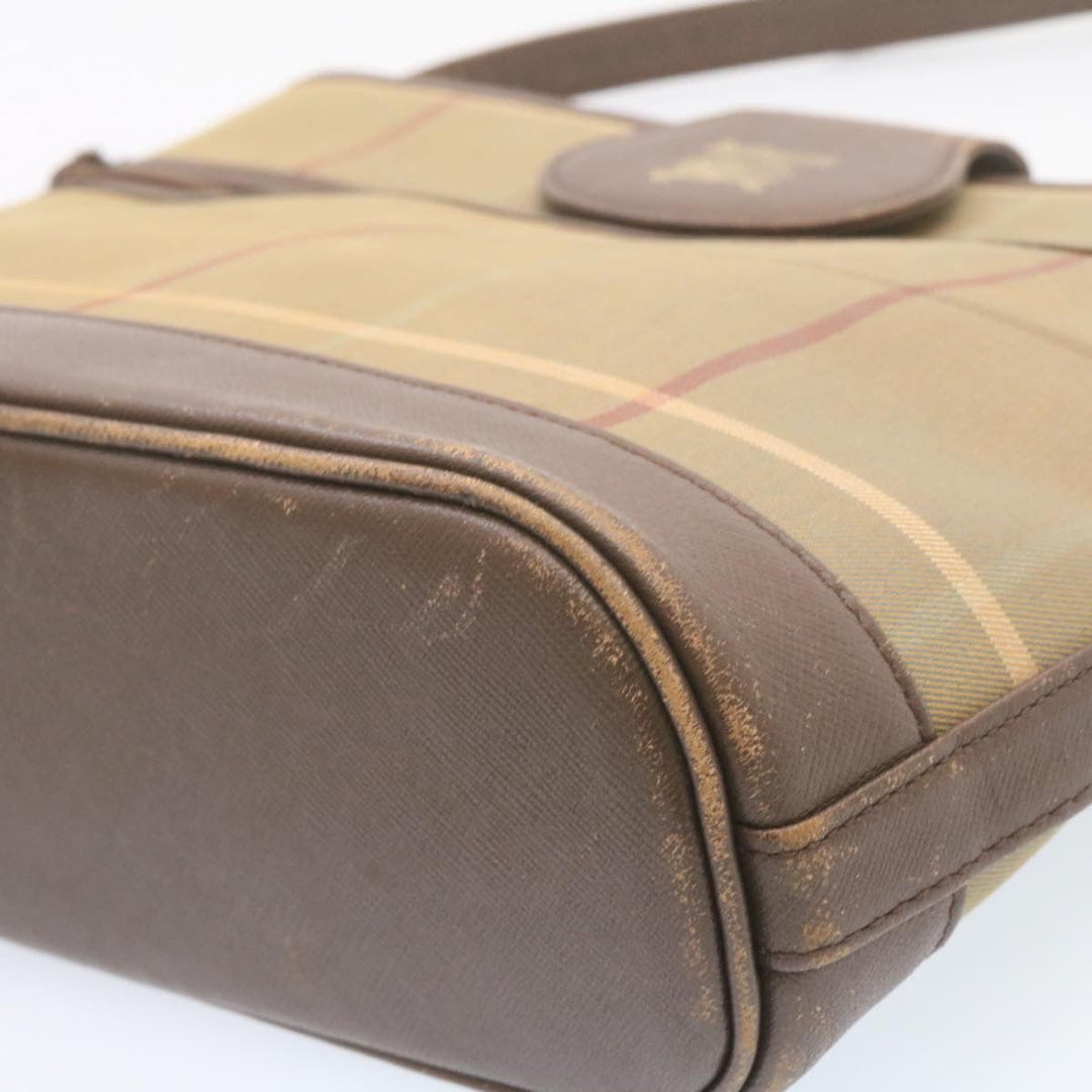 BURBERRYSS Nova Check Shoulder Bag Khaki Brown Canvas Auth q018