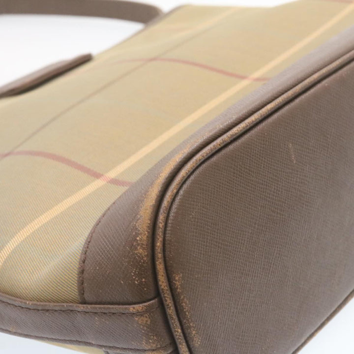 BURBERRYSS Nova Check Shoulder Bag Khaki Brown Canvas Auth q018