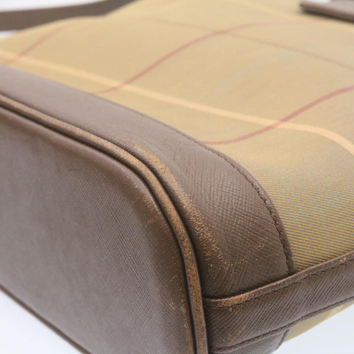 BURBERRYSS Nova Check Shoulder Bag Khaki Brown Canvas Auth q018