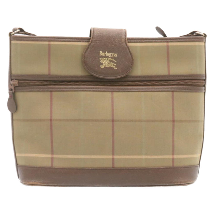 BURBERRYSS Nova Check Shoulder Bag Khaki Brown Canvas Auth q018