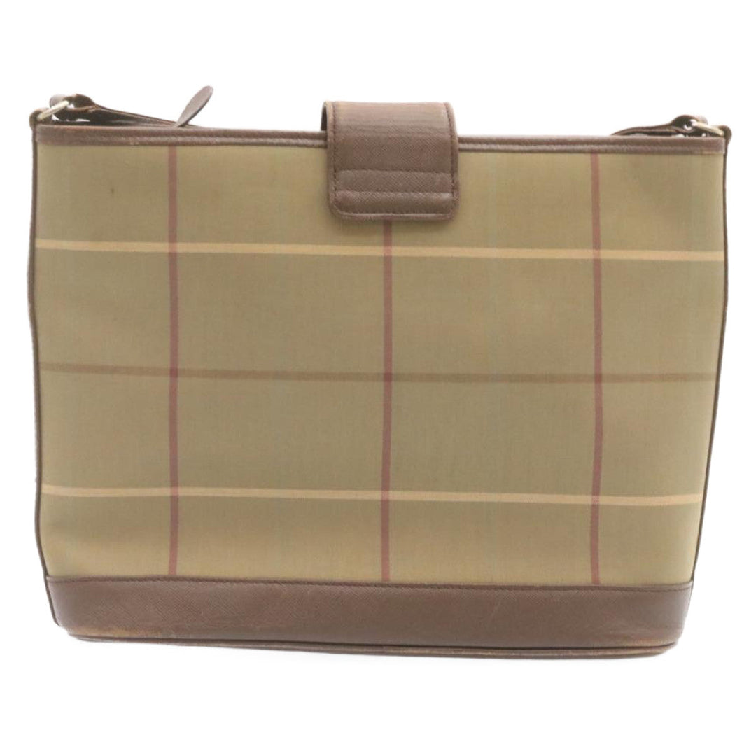 BURBERRYSS Nova Check Shoulder Bag Khaki Brown Canvas Auth q018