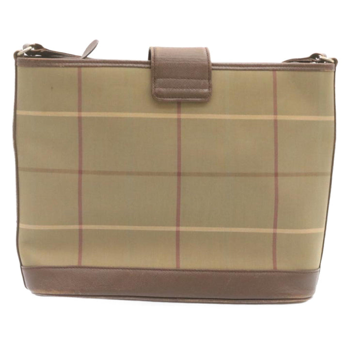 BURBERRYSS Nova Check Shoulder Bag Khaki Brown Canvas Auth q018