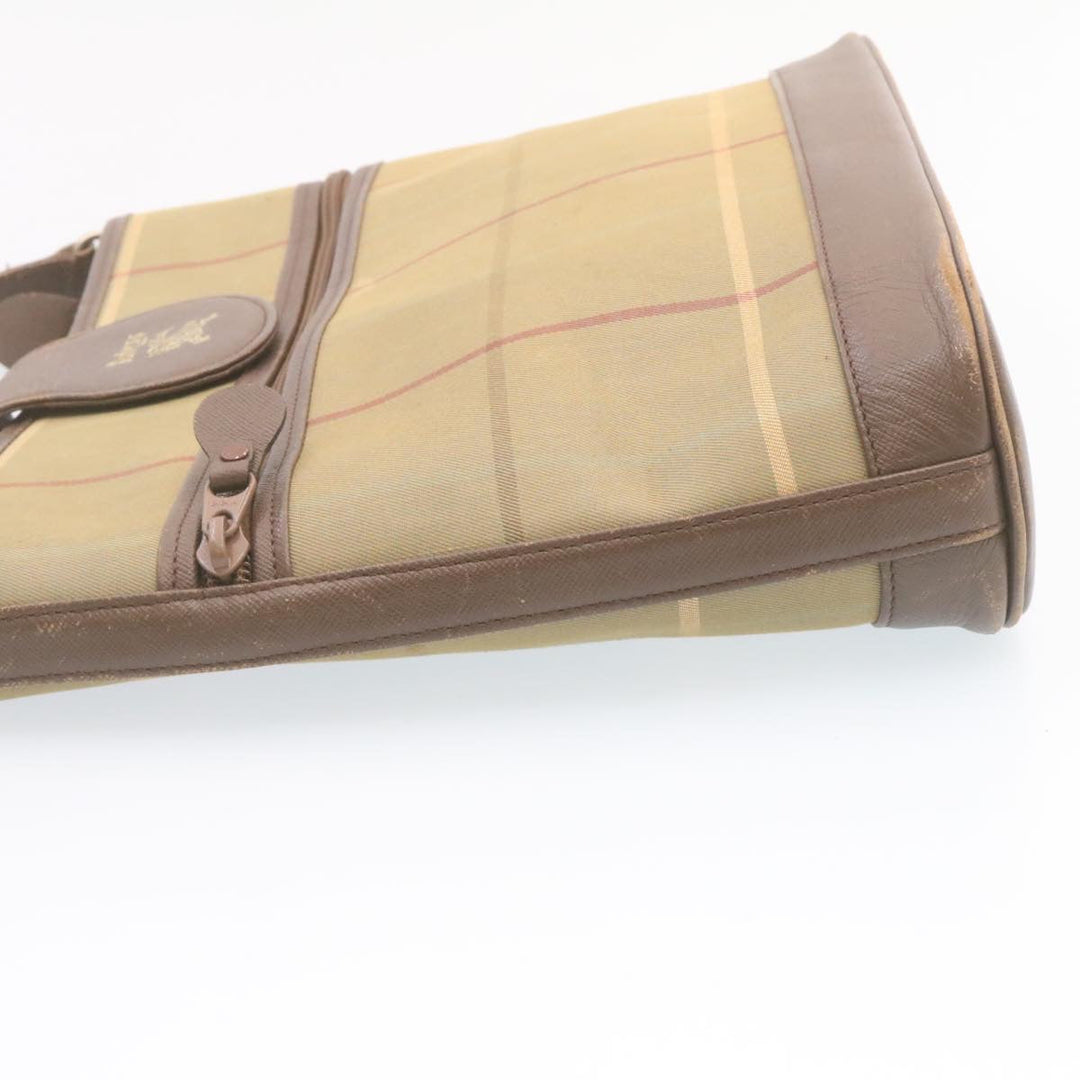 BURBERRYSS Nova Check Shoulder Bag Khaki Brown Canvas Auth q018