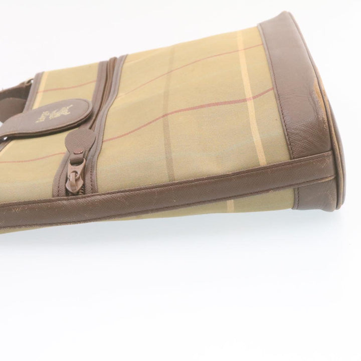 BURBERRYSS Nova Check Shoulder Bag Khaki Brown Canvas Auth q018