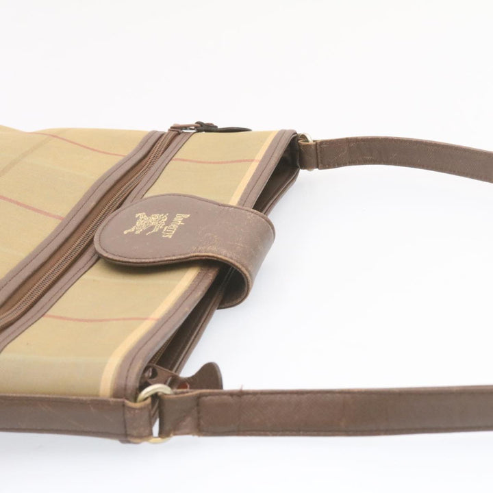 BURBERRYSS Nova Check Shoulder Bag Khaki Brown Canvas Auth q018