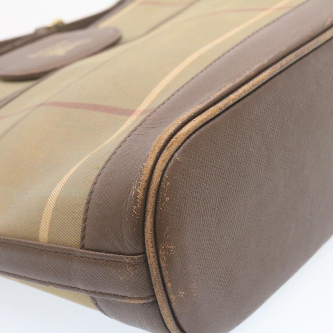BURBERRYSS Nova Check Shoulder Bag Khaki Brown Canvas Auth q018