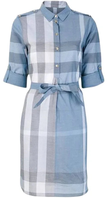 Burberry Kelsy Check Shirt Blue Dress