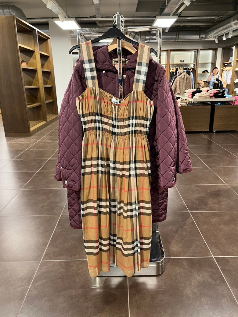 Burberry Delilah Taupe Brown Check Dress