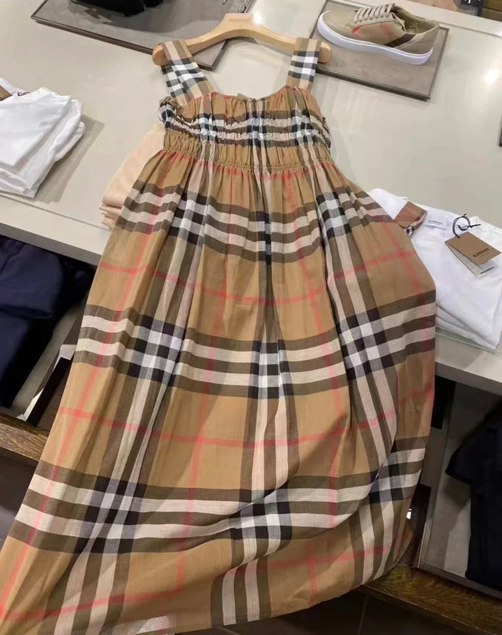Burberry Delilah Taupe Brown Check Dress