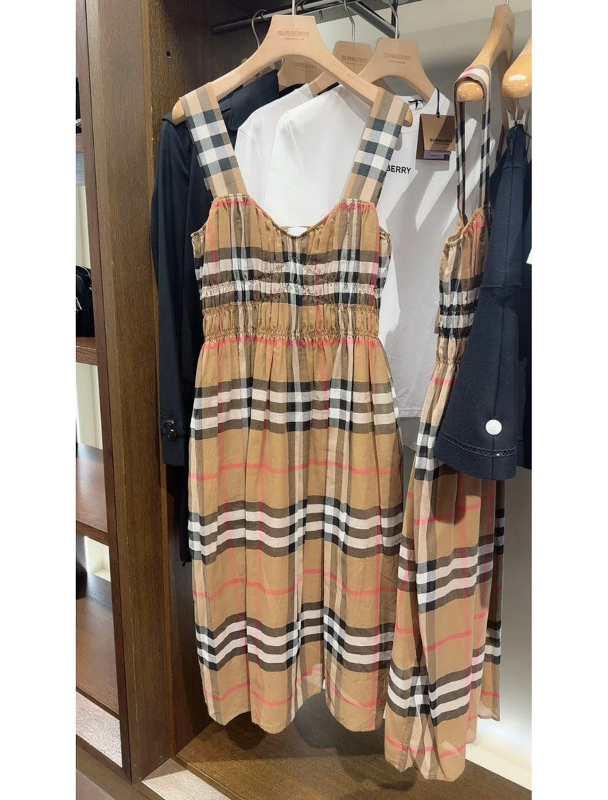 Burberry Delilah Taupe Brown Check Dress