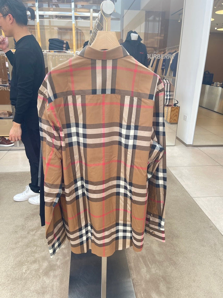 Burberry Claverdon Check Long Sleeve Men's Shirt Brown XL