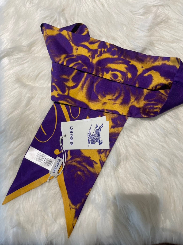 Burberry Royal Water Rose Silk Scarf Purple Scarves and Shawls