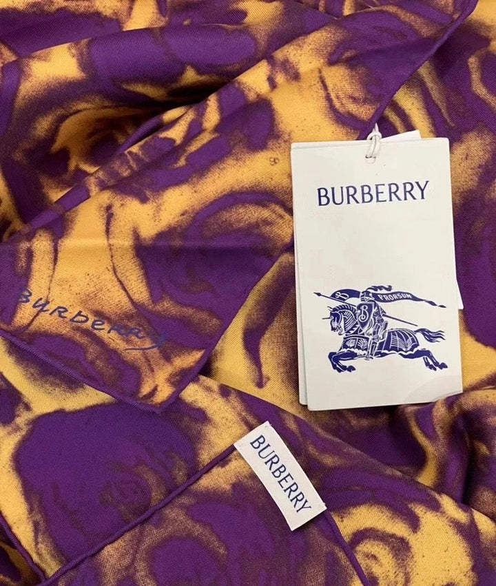 Burberry Royal Water Rose Silk Scarf Purple Scarves and Shawls