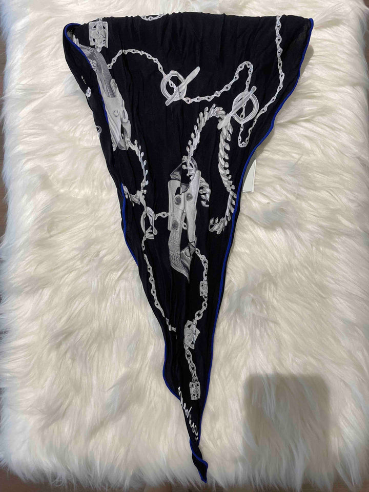 Burberry Silver Knight C Silk Scarf Black