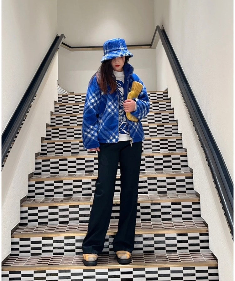 Burberry MH Fleece Check Reversible Bucket Hat Black