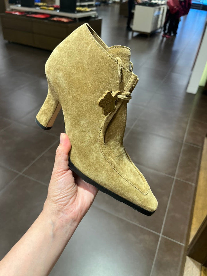 Burberry LF Storm Jute Bootie Suede Heeled Ankle Boots Size 38.5