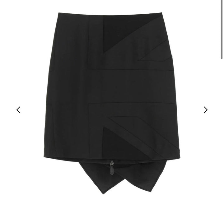 Burberry Flog Drape Intarsia Satin Skirt Black