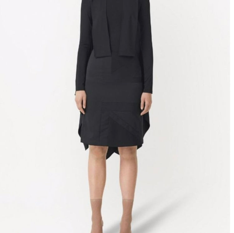 Burberry Flog Drape Intarsia Satin Skirt Black