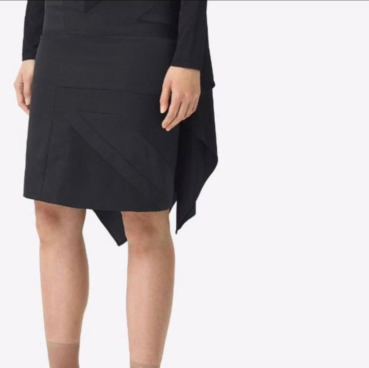 Burberry Flog Drape Intarsia Satin Skirt Black