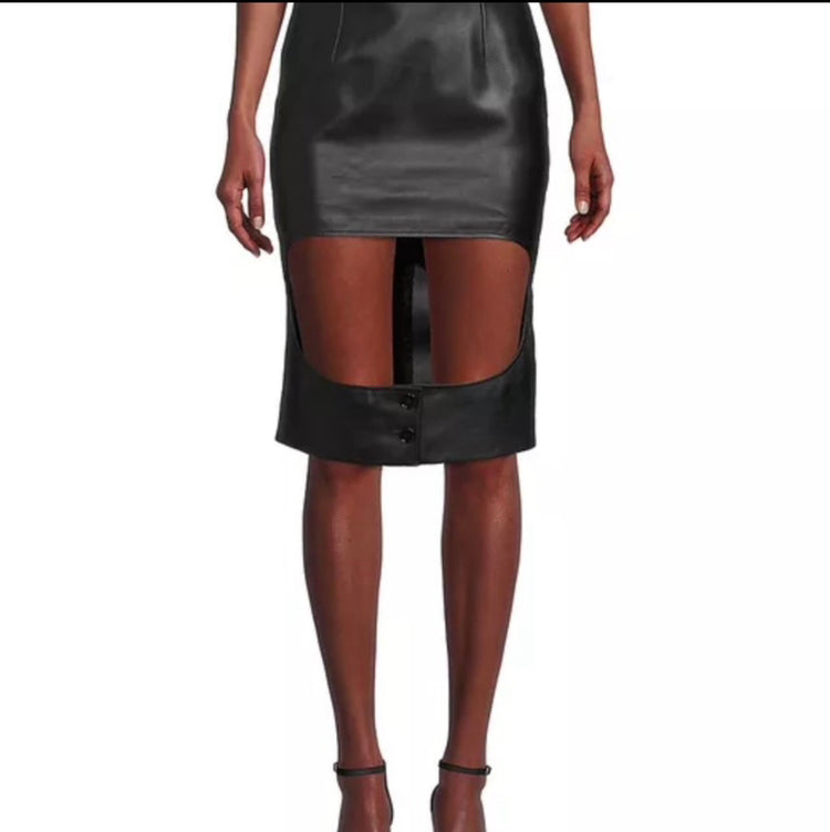 Burberry Florence Black Cut Out Leather Skirt