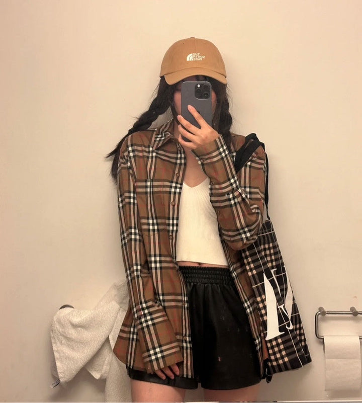 Burberry Ivery Check Shirt Beige Women's Size US6