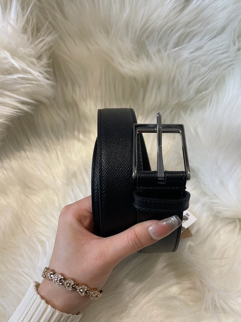 Burberry MB Louis 35 Black Leather Belt