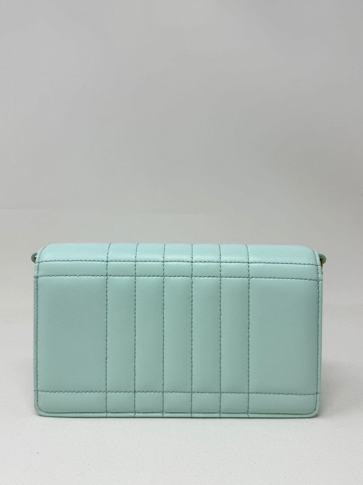 Burberry Lola Clutch with Chain Light Blue Leather