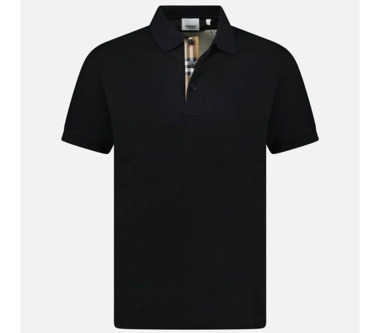 Burberry Hartford Check Placket Mens Polo Black L