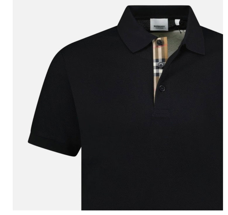 Burberry Hartford Check Placket Mens Polo Black L