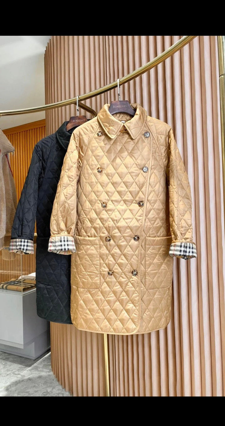 Burberry Tything Camel Quilted Long Jacket S