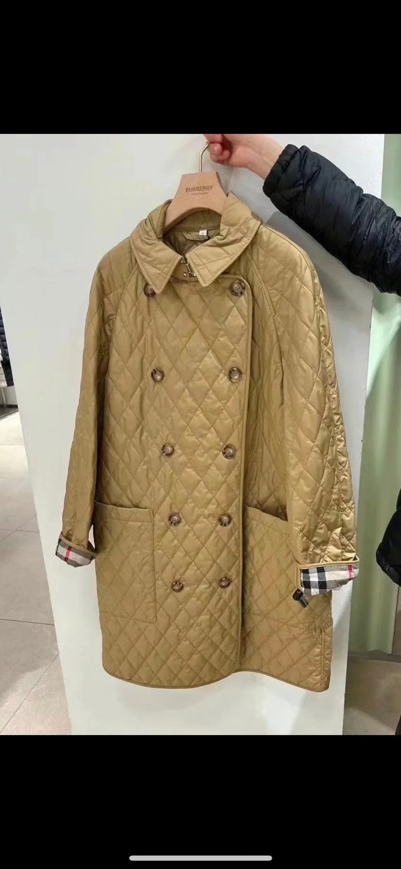 Burberry Tything Camel Quilted Long Jacket S