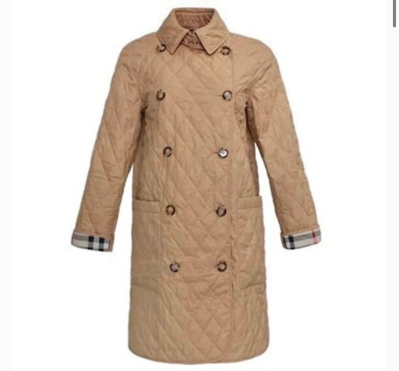 Burberry Tything Camel Quilted Long Jacket S