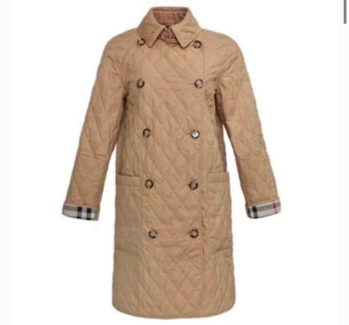 Burberry Tything Camel Quilted Long Jacket S