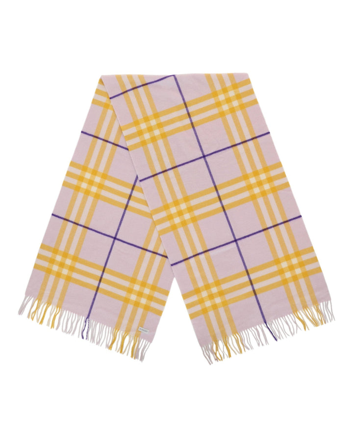Burberry Check-Pattern Fringed Cashmere Scarf Womens 8079555