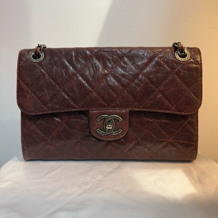 Top Quality Chanel CF Wine Color Leather Quilted Handbag Medium